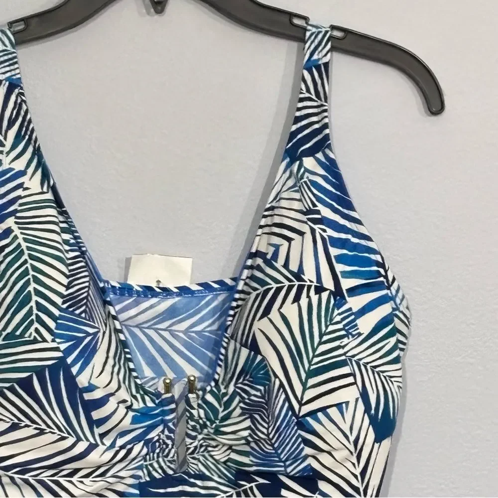 BLEU BY ROD BEATTIE Navy Shady Days Women’s Tankini Swim Top Bikini Swimsuit 14
